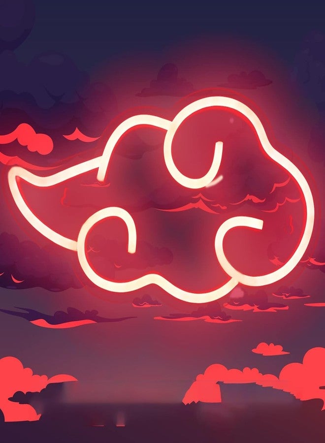 SIFTY COLLECTIONS مجموعة سيفتي كوليكشنز: لوحة فنية مضيئة بتقنية LED مستوحاة من الأنمي (8 × 14 بوصة)، لوحة نيون أكاتسوكي، لوحة أنمي حسب الطلب، لوحة نيون الغيوم الحمراء، لوحات LED للمنزل، غرفة النوم، غرفة الأطفال، ديكور جداري للحفلات - Image 1